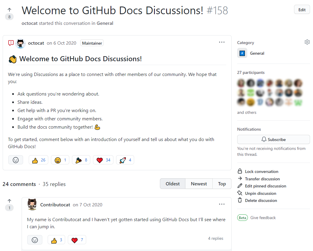 Example of GitHub Discussions